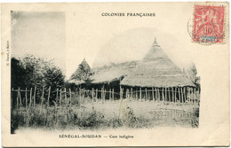 SOUDAN FRANCAIS CARTE POSTALE -SENEGAL-SOUDAN -CASE INDIGENE DEPART ? 14 FEVR 06 SOUDAN FRANCAIS POUR LA FRANCE - Cartas & Documentos