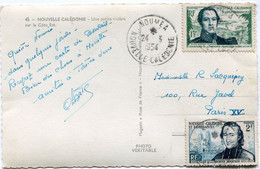 NOUVELLE-CALEDONIE CARTE POSTALE -UNE PETITE RIVIERE SUR LA COTE EST DEPART NOUMEA 24-3-1954 POUR LA FRANCE - Cartas & Documentos