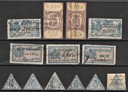 Fiscal/ Revenue, Portugal - 13 Stamps -|- Imposto Do Sello 1873+1908+1909 7 Cotribuição Industrial 1894+1897, 2+5+10 Rs. - Used Stamps