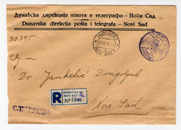 1936 YUGOSLAVIA,SERBIA,NOVI SAD LOCAL,DANUBE POST AND TELEGRAPH HEAD OFFICE,OFFICIALS,NO STAMP,RECORDED COVER - Officials