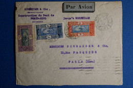 J21 AOF DAHOMEY BELLE LETTRE 1935 PAR AVION PORTO NOVO POUR PARIS + AFFRANCHISSEMENT INTERESSANT - Lettres & Documents