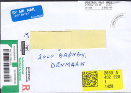 Great Britain Registered Tracked & Signed Label ITS Royal Mail & Postage Paid 2021 Cover Brief BRØNDBY STRAND Denmark - Lettres & Documents