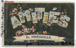 - Amities De Marseille - Fantaisie, épaisse, Fleurs, Jolie, écrite, 1909, Cachets,  BE, Scans. - Non Classificati