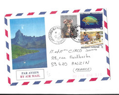 POLYNESIE FRANCAISE AVATORU RANGIROA ILE TUAMOTU 1986 POUR LA FRANCE, VANNERIES, POISSON, FEMME POLYNESIENNE, ILLUSTREE - Storia Postale