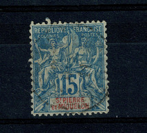 Ref 1458 - 1892 St Pierre Et Miquelon France Colony - 15c Used Stamp - SG 65 - Gebraucht