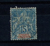 Ref 1458 - 1892 St Pierre Et Miquelon France Colony - 15c Used Stamp - SG 65 - Usati