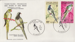 FDC TERRITOIRE FRANCAIS Des AFARS Et ISSAS Oiseaux 1976 - Covers & Documents