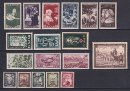 SAAR - ANNEES COMPLETES 1951 - YVERT N°283/300 * MLH - COTE = 135 EUR. - Ungebraucht