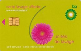 # Carte A Puce Portemonnaie  Lavage BP - Fleur - Vert - 6u - Puce1? - Offerte Non Gratté - Tres Bon Etat - - Car Wash