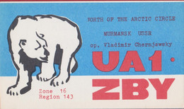 QSL Card Amateur Radio Station Soviet Propaganda Arctic Circle Exploration Icebear Polar Bear Ours Blanc Eisbär Murmansk - Radio Amateur