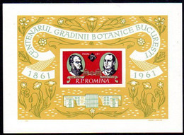 ROMANIA 1961 Botanic Garden Centenary Block MNH / **.  Michel Block 51 - Ungebraucht