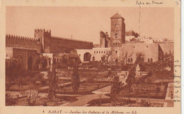 Carte Postale. Maroc. Rabat. Jardin Des Oudaya Et Medersa (Ecole). Écrite. 1949. Annotée.  Etat Moyen. Taches - Monuments