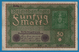 DEUTSCHES REICH 50 Mark  24.06.1919 Série NA A # 262578  P# 66 Reihe 1 - 50 Mark