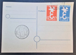 NETHERLANDS 1958 - Unused Postcard (first Day Canceled?) - 12c 30c - Europa - Lettres & Documents