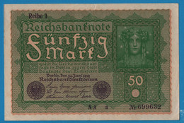 DEUTSCHES REICH 50 Mark  24.06.1919 Série NA A # 699632  P# 66 Reihe 1 - 50 Mark