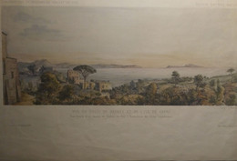 Incisione Acquarellata Da Disegno De Viollet Le Duc Golfo Di Napoli Con Capri 1860 Ca. RARA (P482) Come Da Foto - Dessins