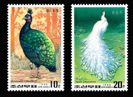 Corée Du Nord 1991  - 2 Valeurs Et Bloc "Paons"    Neuf ** MNH - Pavos Reales