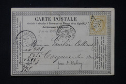 FRANCE - Carte Précurseur De Paris Pour Cayeux/ Mer En 1873, Affranchissement Cérès 15ct, étoile 4 - L 87135 - Vorläufer
