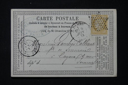 FRANCE - Carte Précurseur De Paris Pour Cayeux/ Mer En 1873, Affranchissement Cérès 15ct, étoile Pleine  - L 87136 - Vorläufer