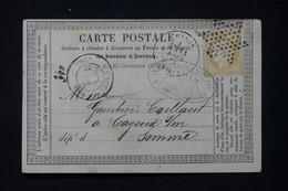 FRANCE - Carte Précurseur De Paris Pour Cayeux/ Mer En 1873, Affranchissement Cérès 15ct, étoile Pleine - L 87141 - Vorläufer