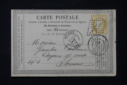 FRANCE - Carte Précurseur De Amiens Pour Cayeux/ Mer En 1873, Affranchissement Cérès 15ct, GC 85 - L 87156 - Vorläufer