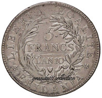 REPUBBLICA SUBALPINA 5 FRANCHI L'AN 10 RARA MONETA ARGENTO 1802 - Napoleonische