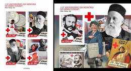 S. Tomè 2020, Red Cross, Dunandt, 4val In BF +BF IMPERFORATED - Henry Dunant
