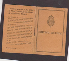 UNITED KINGDOM Driver's License 1950 GRANDE BRETAGNE Permis De Conduire - Documenti Storici