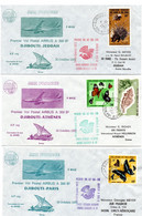 Djibouti TFAI Jeddah Athènes Paris 1975 - Airbus Air France - 1er Vol Flight Erstflug - KSA Djeddah Athens Grèce - 3 Pli - Lettres & Documents