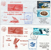 Djibouti TFAI Le Caire 1975 - Airbus Air France - 1er Vol Flight Erstflug - Cairo Egypte - Vol Paris Athènes Jeddah KSA - Briefe U. Dokumente