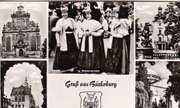 AK Gruß Aus Bückeburg - Mehrbildkarte - Tracht Schloß Stadtkirche Mausoleum - 1964 (54219) - Bueckeburg