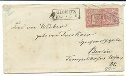 PREUSSEN Ra2 GLOWITZ Auf GA-Umschlag 1Gr. Plus 1Gr. NDP Um 1870 Nach Berlin R! - Enteros Postales