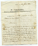 Lettre De Me TAILHADES Notaire Et Avocat à CASTRES / Dept 77 TARN / 1820 - 1801-1848: Precursors XIX