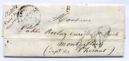 T22 COUSSAC BONNEVAL + Taxe TDT 30c + Contreseing "curé De Coussac"/ Dept 81 Haute Vienne / 1856 - 1849-1876: Période Classique