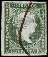 1855. SPANISH WESTINDIES. Isabella II 1 R PLATA F Bluish Paper. (Michel 2) - JF413808 - Sonstige & Ohne Zuordnung