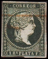 1855. SPANISH WESTINDIES. Isabella II 1 R PLATA F Bluish Paper. (Michel 2) - JF413809 - Otros & Sin Clasificación