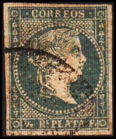 1856. SPANISH WESTINDIES. Isabella II ½ R PLATA F Yellowish Paper. (Michel 5) - JF413812 - Sonstige & Ohne Zuordnung