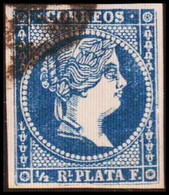 1857. SPANISH WESTINDIES. Isabella II ½ R PLATA F White Paper. (Michel 8) - JF413819 - Otros & Sin Clasificación