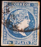 1857. SPANISH WESTINDIES. Isabella II ½ R PLATA F White Paper. (Michel 8) - JF413820 - Andere & Zonder Classificatie