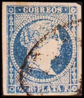 1857. SPANISH WESTINDIES. Isabella II ½ R PLATA F White Paper. (Michel 8) - JF413821 - Autres & Non Classés