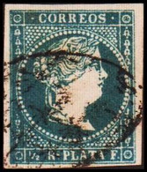 1857. SPANISH WESTINDIES. Isabella II ½ R PLATA F White Paper. (Michel 8) - JF413824 - Otros & Sin Clasificación