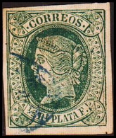 1864. SPANISH WESTINDIES. Isabella II ½ R PLATA F White Paper.  (Michel 14a) - JF413839 - Andere & Zonder Classificatie