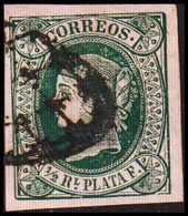 1864. SPANISH WESTINDIES. Isabella II ½ R PLATA F White Paper. Interesting Cancel.  (Michel 14a) - JF413842 - Other & Unclassified