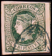 1864. SPANISH WESTINDIES. Isabella II ½ R PLATA F White Paper.  (Michel 14a) - JF413843 - Andere & Zonder Classificatie