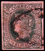 1864. SPANISH WESTINDIES. Isabella II ½ R PLATA F Redish Paper.  (Michel 14b) - JF413850 - Other & Unclassified