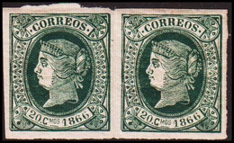 1866. SPANISH WESTINDIES. Isabella II 20 C. 1866 Pair With One Stamp Hinged And One N... (Michel 20) - JF413860 - Autres & Non Classés