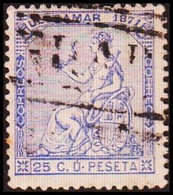 1871. SPANISH WESTINDIES. Hispania 25 C. D. PESETA. 1871 Interesting Cancel.
 (Michel 47) - JF413896 - Sonstige & Ohne Zuordnung