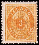 __1882. Aur-Issue. 3 Aur Orange. Perf. 14x13½. Never Hinged. (Michel 12A) - JF413907 - Neufs