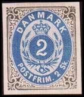 1886. Official Reprint. Bi-coloured Skilling. 2 Sk. Gray/blue Inverted Frame. (Michel 16 II ND) - JF413919 - Probe- Und Nachdrucke