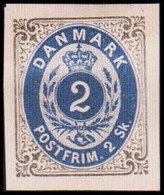 1886. Official Reprint. Bi-coloured Skilling. 2 Sk. Gray/blue Inverted Frame. (Michel 16 II ND) - JF413920 - Probe- Und Nachdrucke